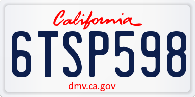 CA license plate 6TSP598