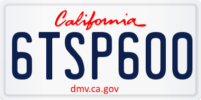 CA license plate 6TSP600