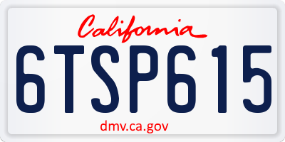 CA license plate 6TSP615
