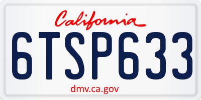 CA license plate 6TSP633