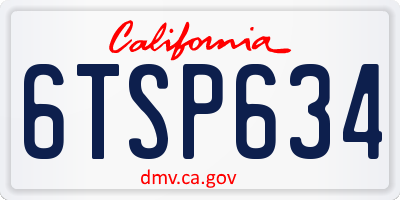 CA license plate 6TSP634