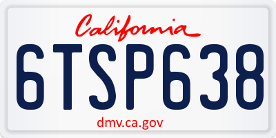 CA license plate 6TSP638