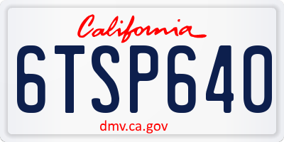 CA license plate 6TSP640