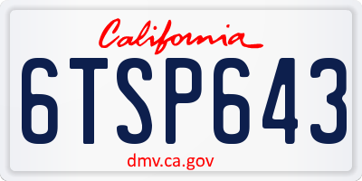 CA license plate 6TSP643