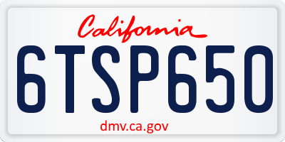 CA license plate 6TSP650