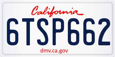 CA license plate 6TSP662