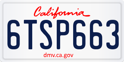 CA license plate 6TSP663
