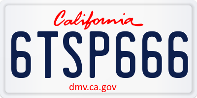 CA license plate 6TSP666