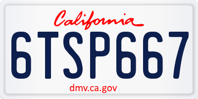 CA license plate 6TSP667