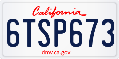 CA license plate 6TSP673
