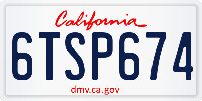 CA license plate 6TSP674