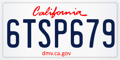 CA license plate 6TSP679