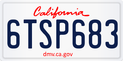 CA license plate 6TSP683
