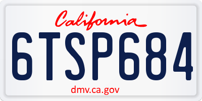 CA license plate 6TSP684