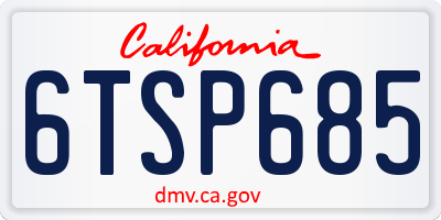CA license plate 6TSP685