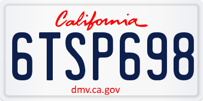 CA license plate 6TSP698