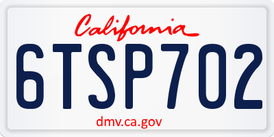 CA license plate 6TSP702