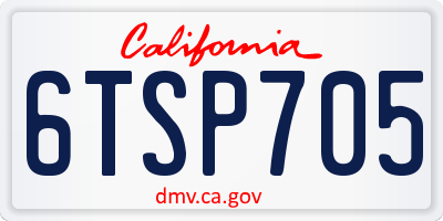 CA license plate 6TSP705