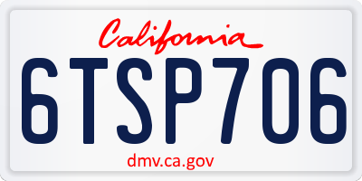 CA license plate 6TSP706
