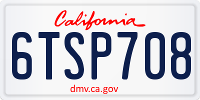 CA license plate 6TSP708