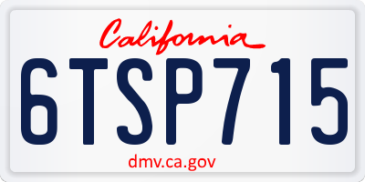 CA license plate 6TSP715