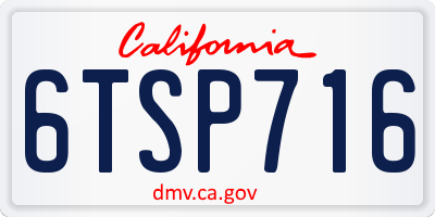 CA license plate 6TSP716