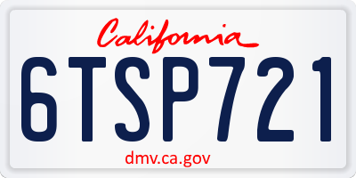 CA license plate 6TSP721