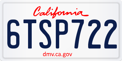 CA license plate 6TSP722
