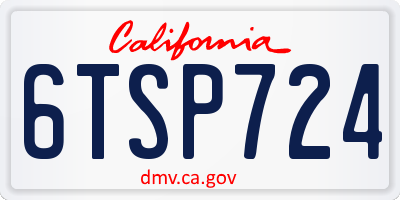 CA license plate 6TSP724