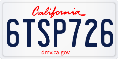 CA license plate 6TSP726