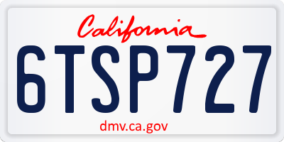 CA license plate 6TSP727