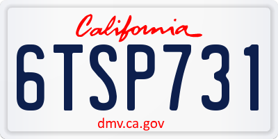 CA license plate 6TSP731