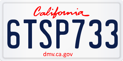 CA license plate 6TSP733