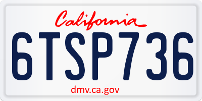 CA license plate 6TSP736