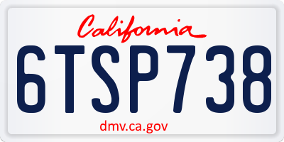 CA license plate 6TSP738