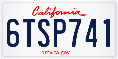 CA license plate 6TSP741