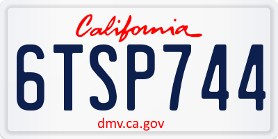 CA license plate 6TSP744
