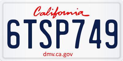 CA license plate 6TSP749