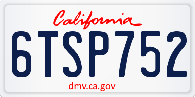 CA license plate 6TSP752
