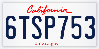 CA license plate 6TSP753