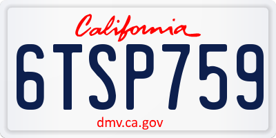 CA license plate 6TSP759