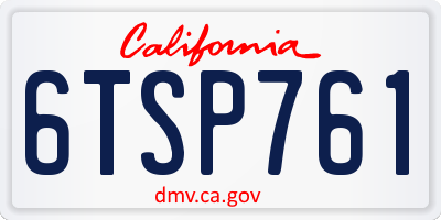 CA license plate 6TSP761