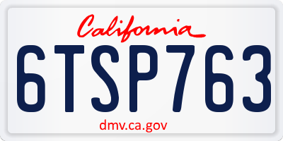 CA license plate 6TSP763