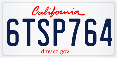 CA license plate 6TSP764