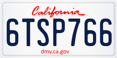 CA license plate 6TSP766