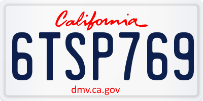 CA license plate 6TSP769