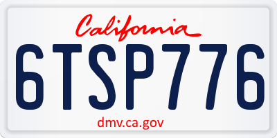 CA license plate 6TSP776