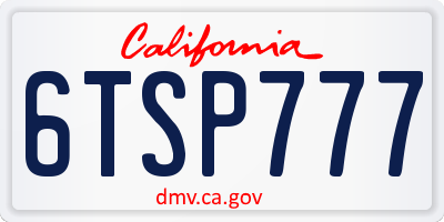 CA license plate 6TSP777