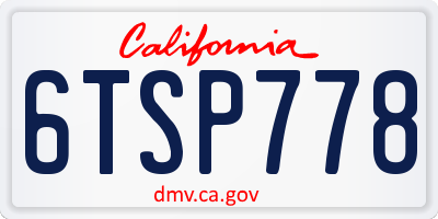 CA license plate 6TSP778