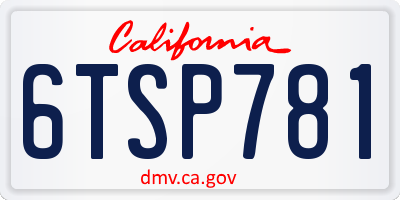CA license plate 6TSP781